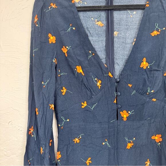 Dress Forum Revolve Blue Floral Long Sleeve Mini Dress Womens M Ruffled Girly - Picture 5 of 14